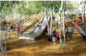 Rendering of Slide Hill. Image courtesy of the Trust.